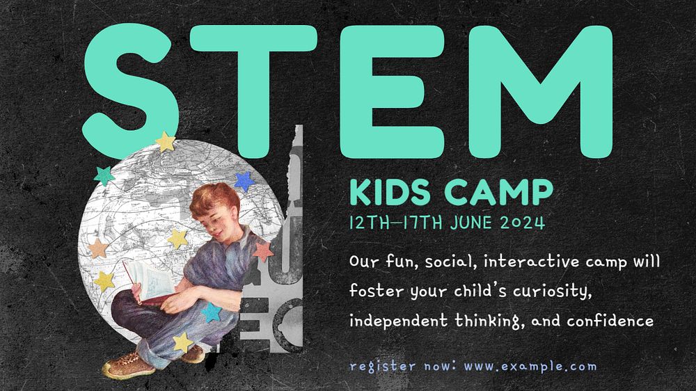 STEM kids camp banner template, editable design