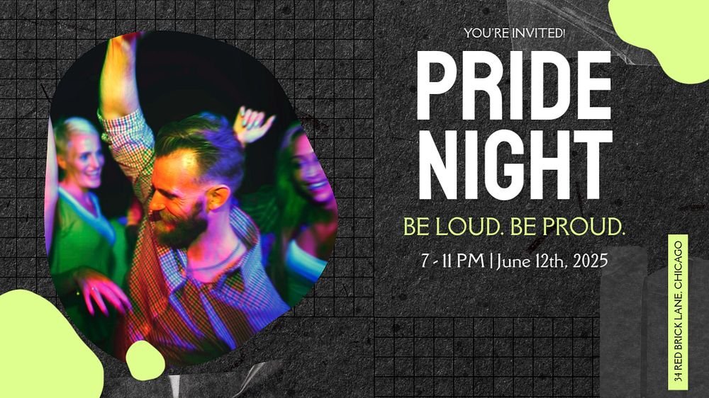 Pride night Facebook cover template, editable design