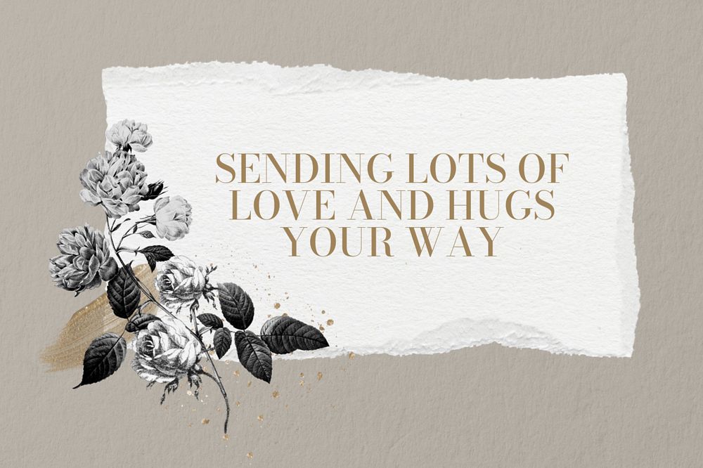 Sending love quote, aesthetic flower collage art, editable design