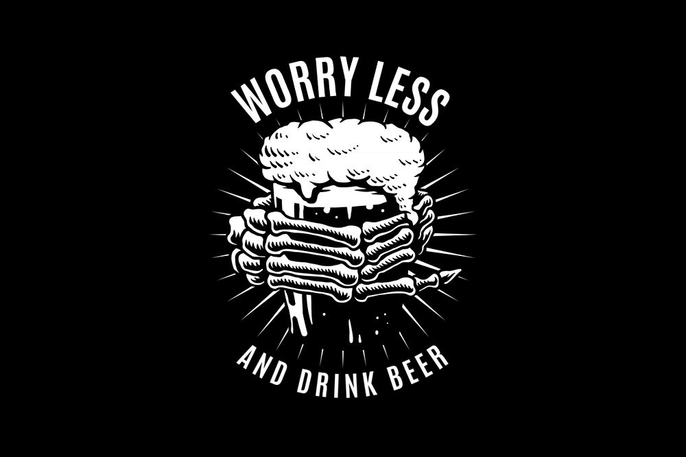 Worry less & drink beer text, comic typography, editable design