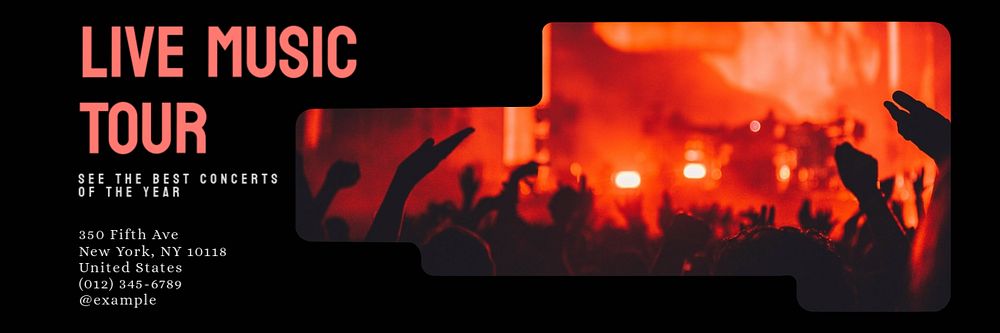 Concert music tour email header template, editable text & design