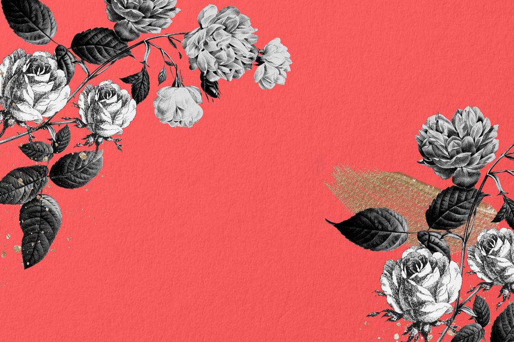 Vintage rose flower background, aesthetic floral border, editable design