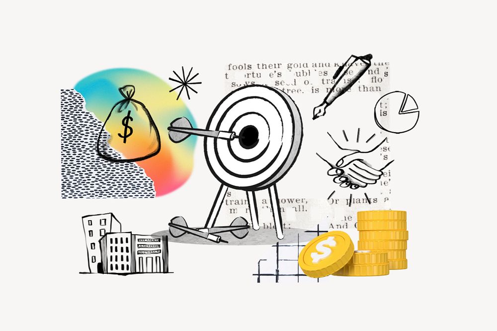 Target market, business finance doodle remix, editable design