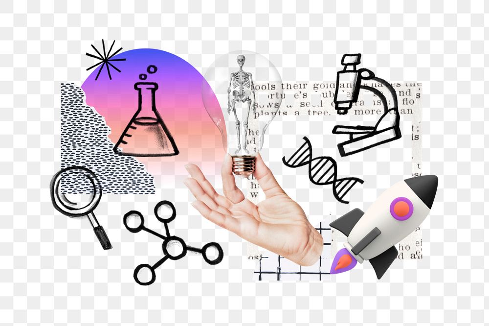 Scientific innovation png, science doodle remix, editable design