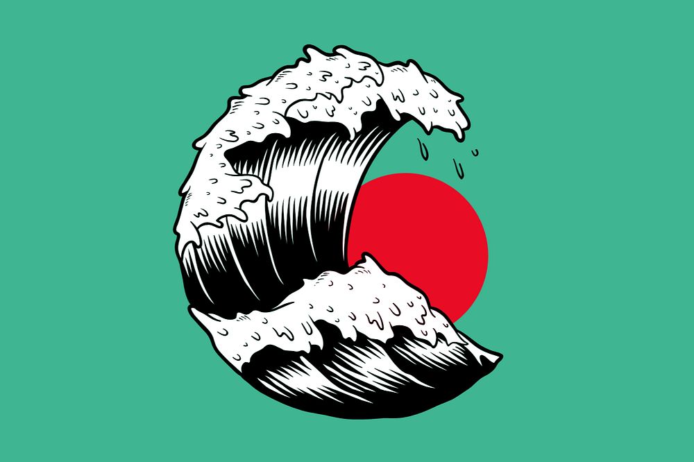 Japanese wave illustration, editable design