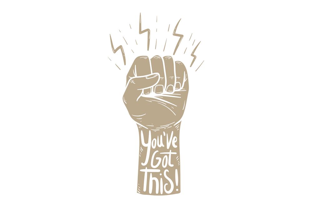 You've got this text, fist illustration, editable design