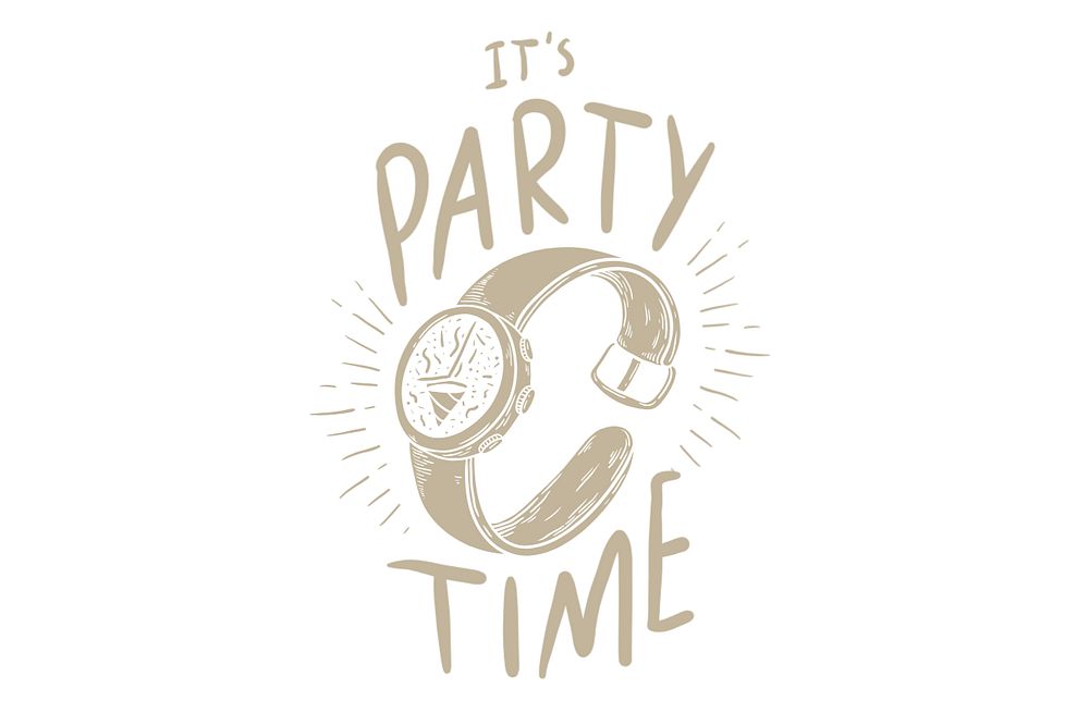 It's party time text, retro typography, editable design