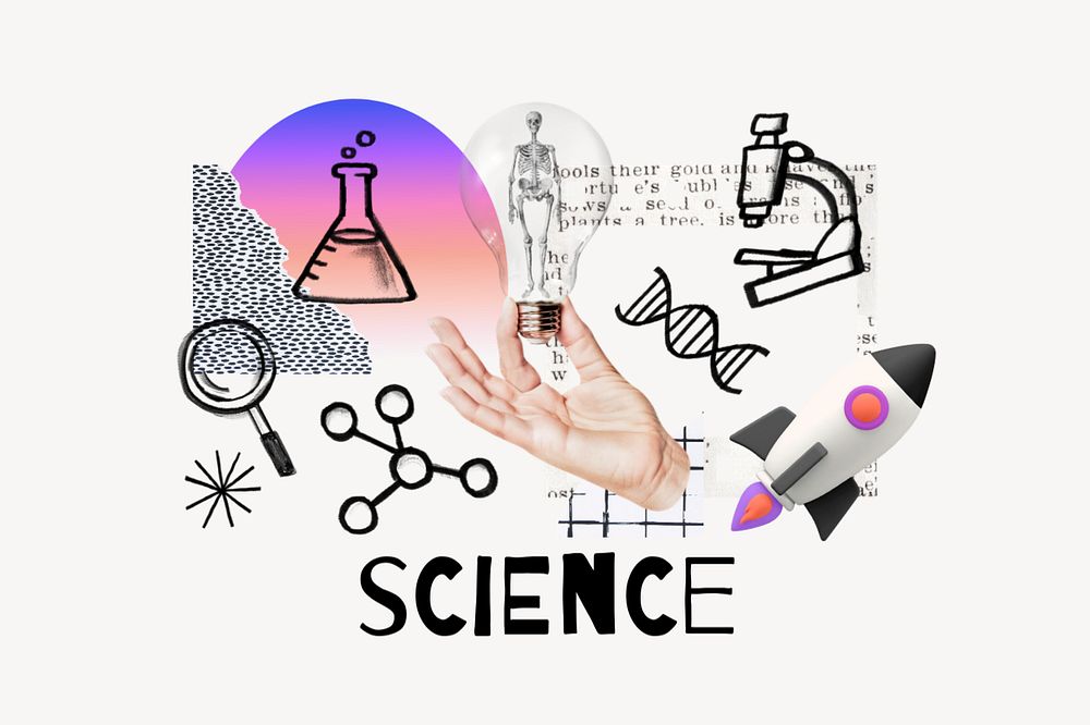 Science word, creative innovation remix, editable design