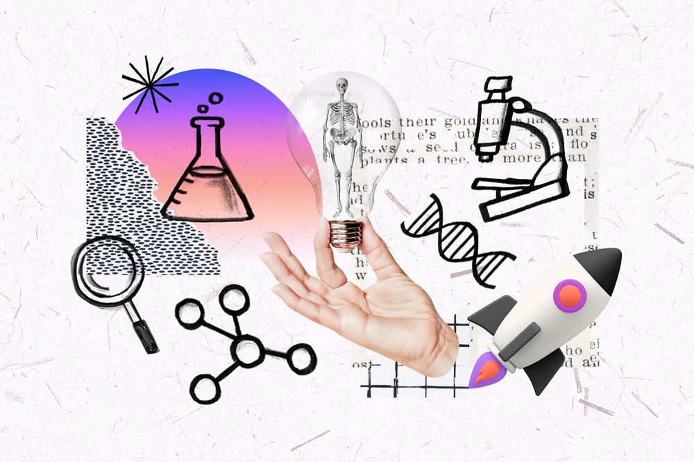 Scientific innovation, science doodle remix, editable design