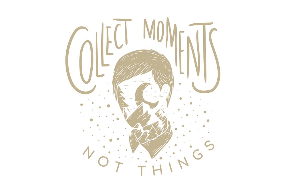 Collect moments not things text, retro typography, editable design