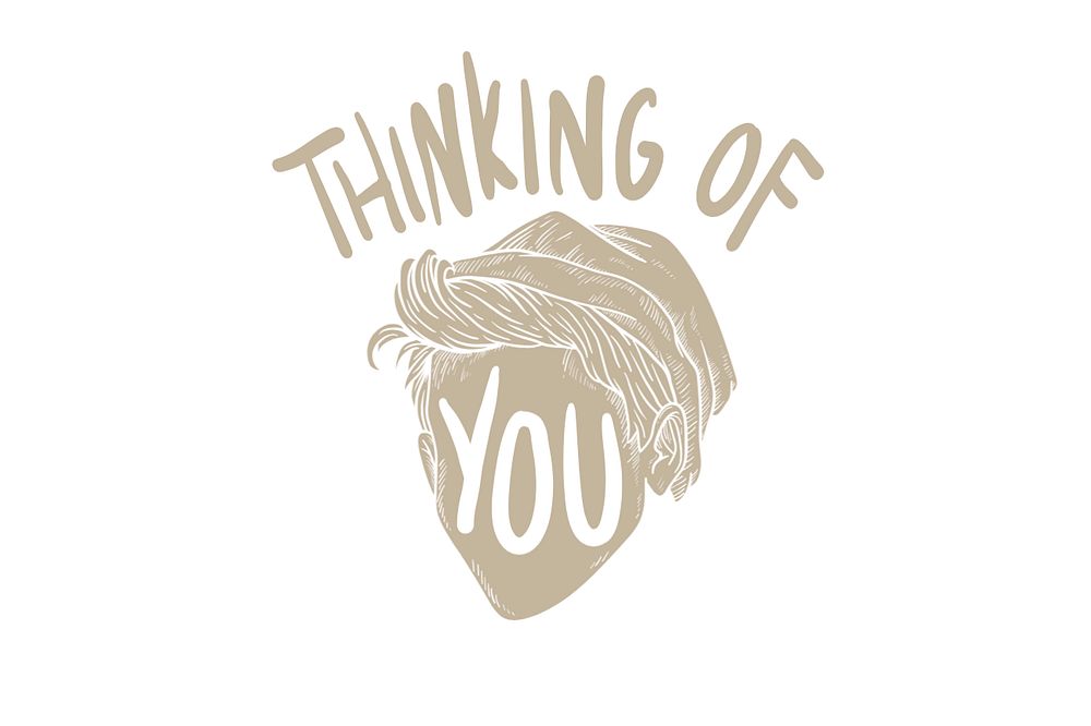 Thinking of you text, retro typography, editable design