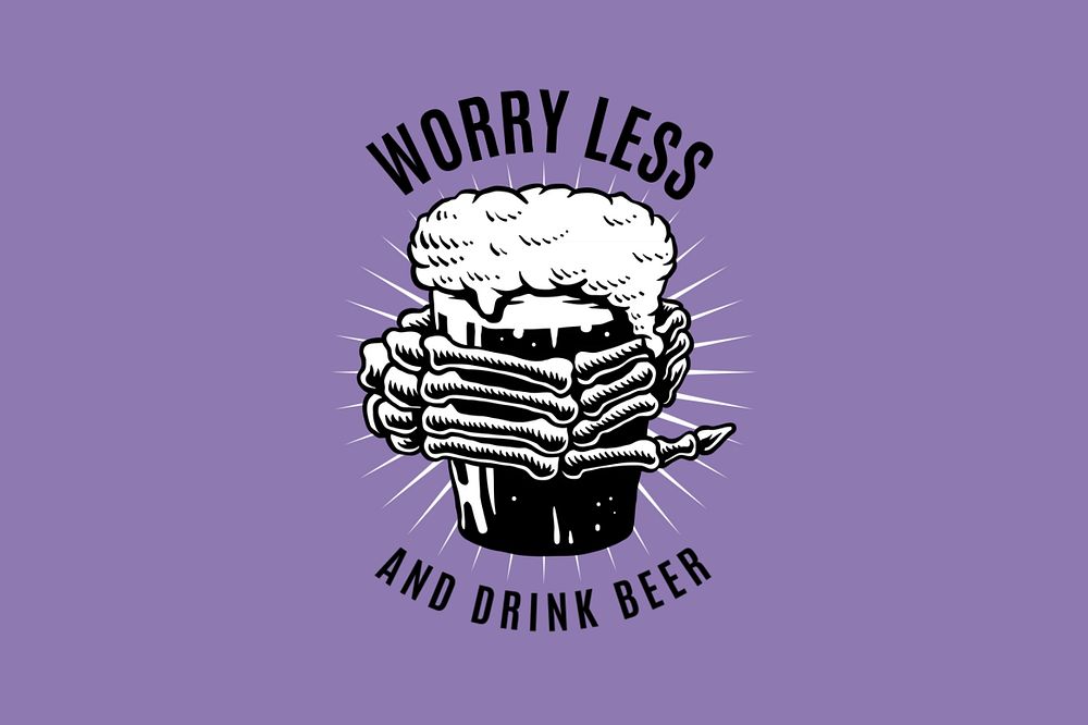 Worry less & drink beer text, comic typography, editable design