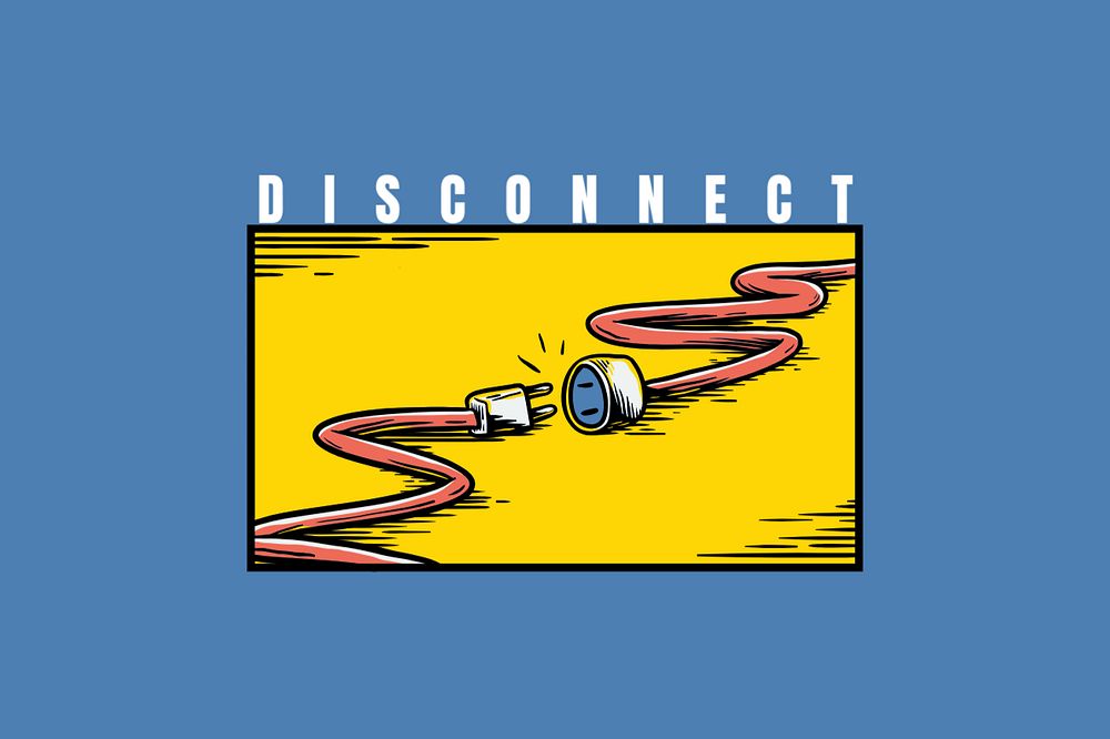 Disconnect word, comic typography, editable design