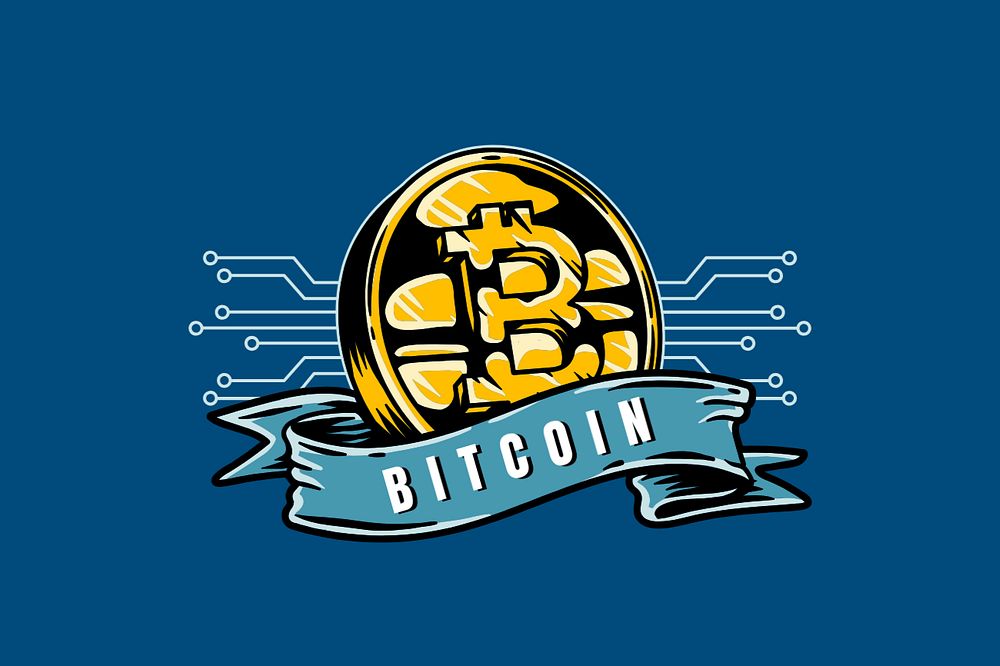 Bitcoin word, comic typography, editable design