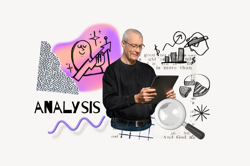 Analysis word, business doodle remix, editable design