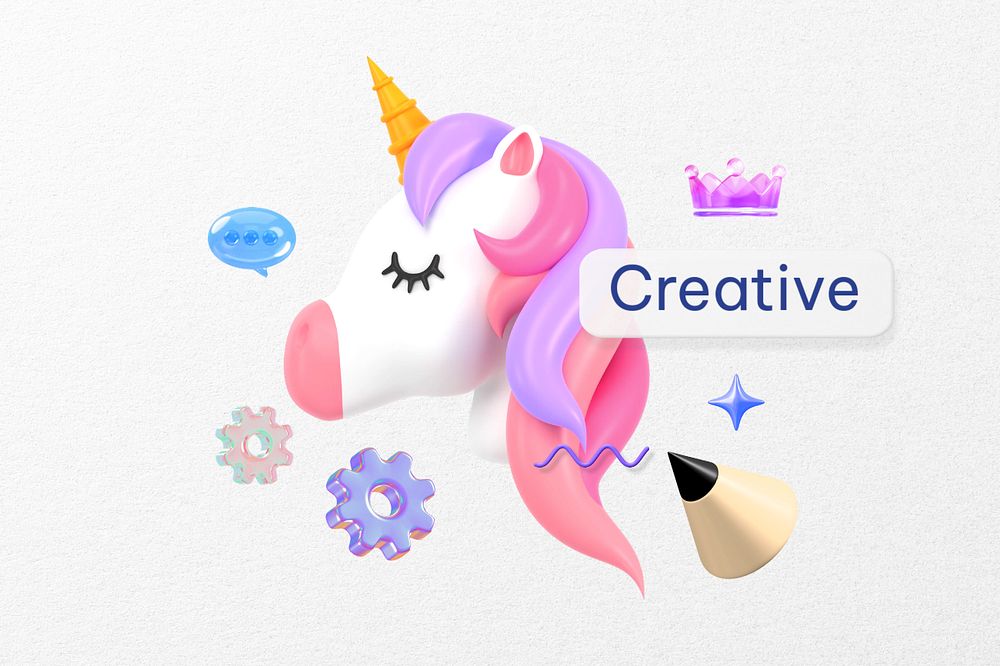 Creative word, 3D unicorn remix