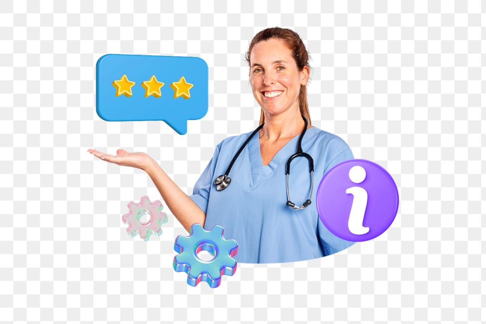 Online healthcare consultant png, 3D doctor remix