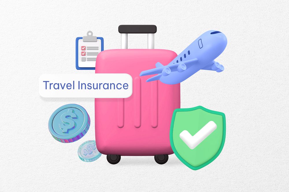 Travel insurance word, security & protection remix