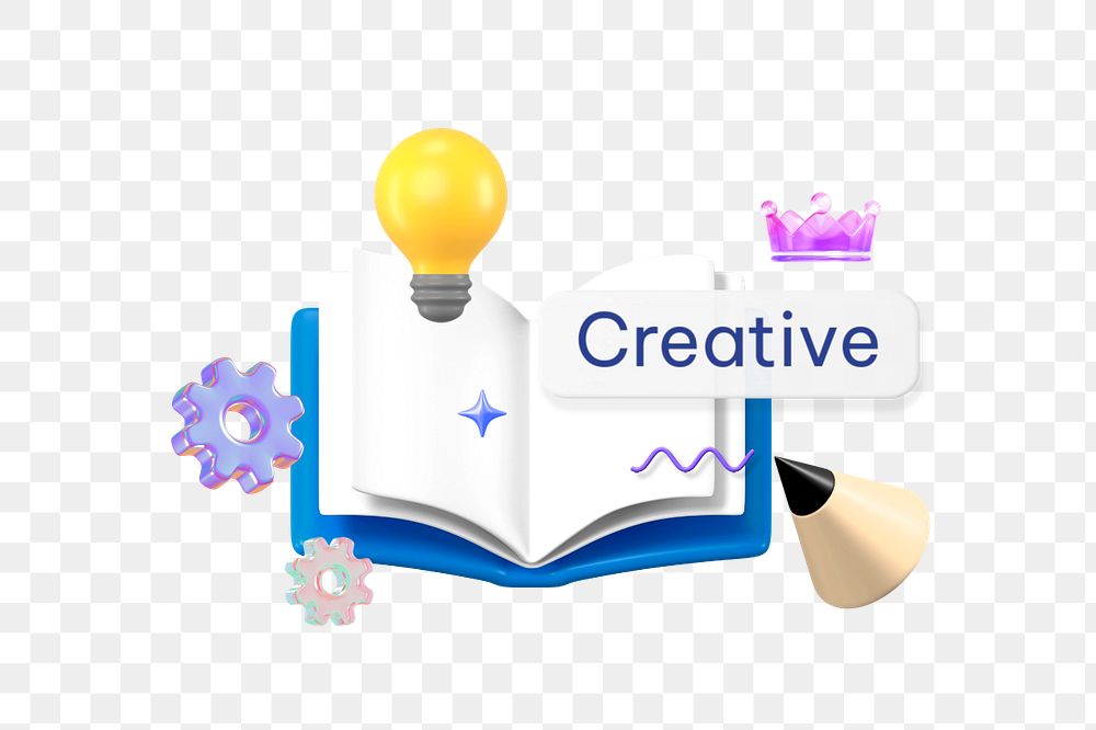 Creative png word, 3D book remix