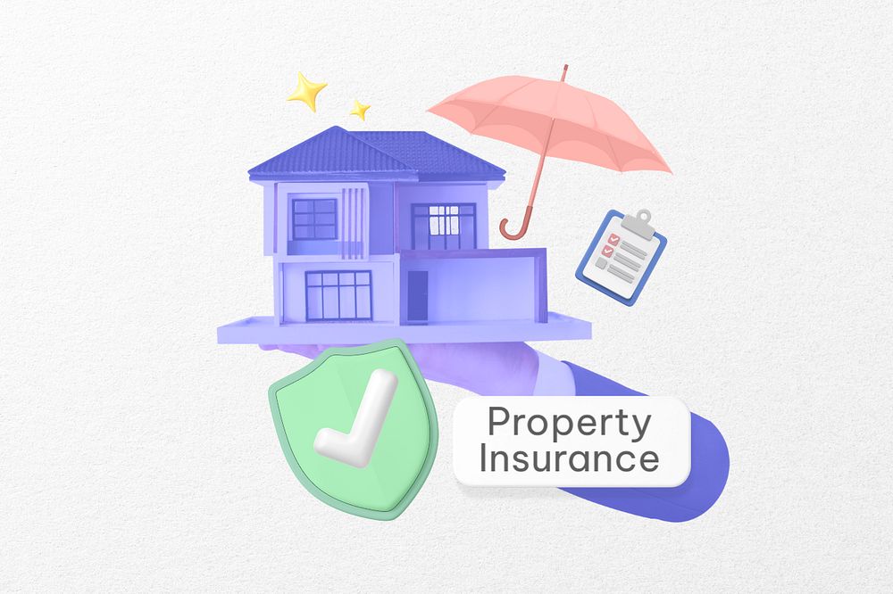 Property insurance word, security & protection remix