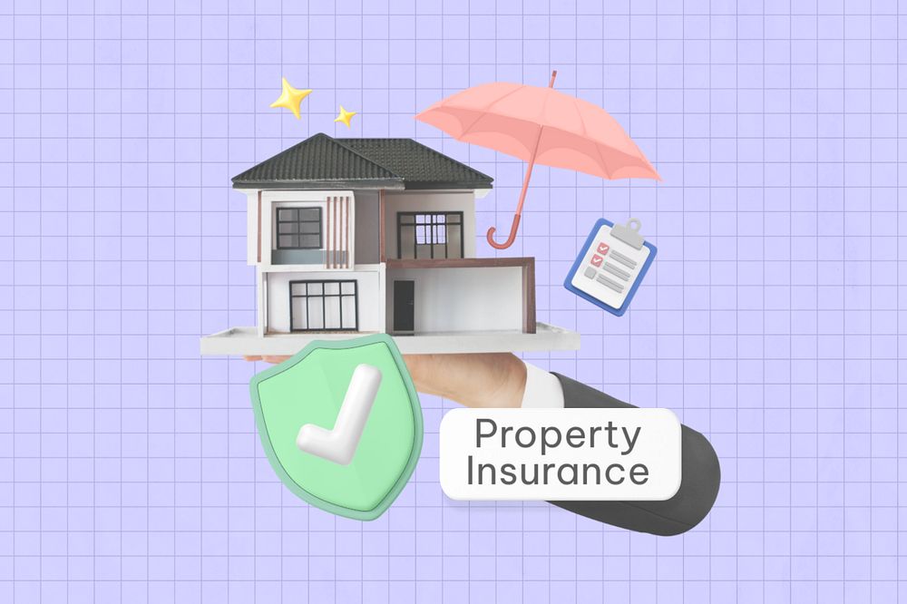 Property insurance word, security & protection remix