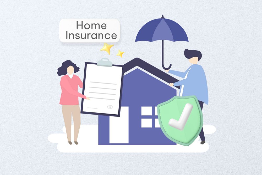 Home insurance word, security & protection remix