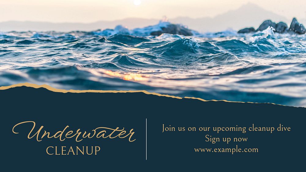 Underwater cleanup blog banner template, editable text & design