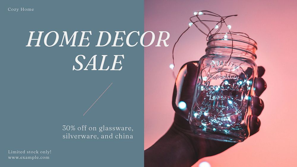 Home decor sale blog banner template, editable text & design