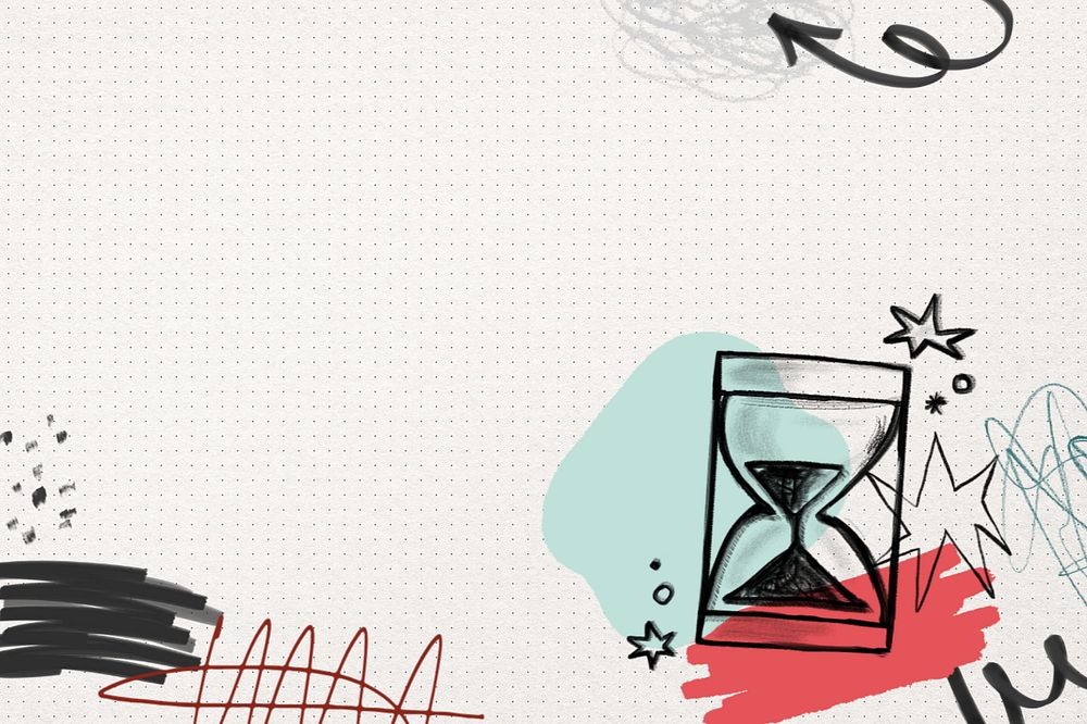 Time management, editable hourglass doodle collage element