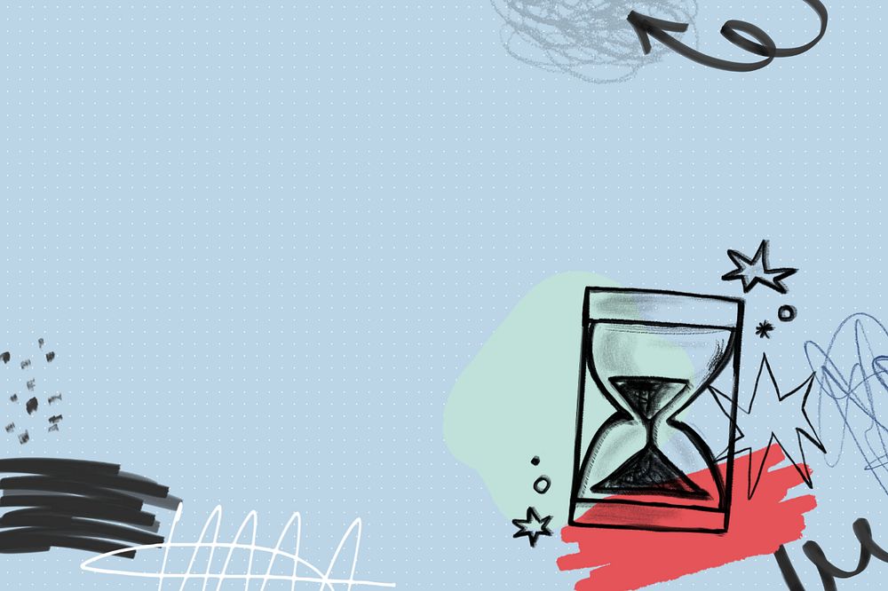 Time management, editable hourglass doodle collage element