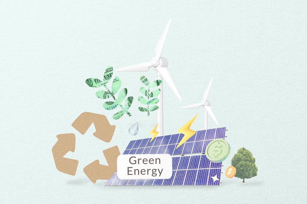 Green energy word, environment remix