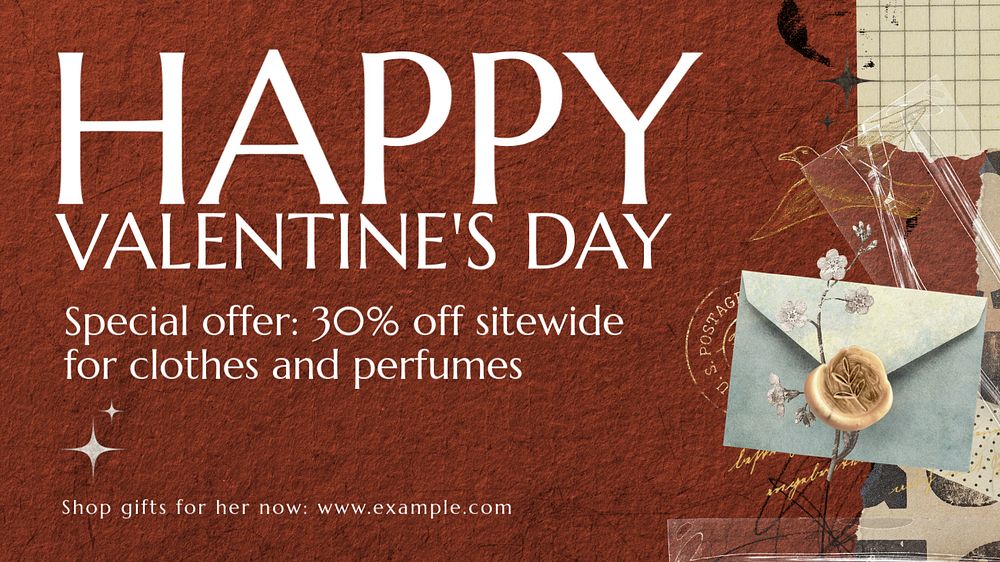 Valentine's day sale banner template, editable design