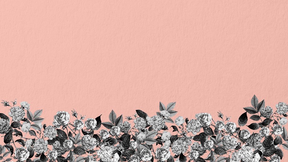 Vintage rose flower desktop wallpaper, aesthetic floral border background, editable design