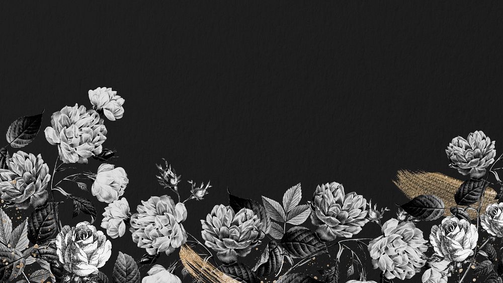 Vintage rose flower desktop wallpaper, aesthetic floral border background, editable design