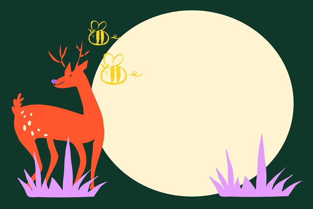 Animal, nature doodle frame background, editable design