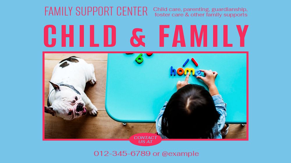 Child & family support blog banner template, editable design