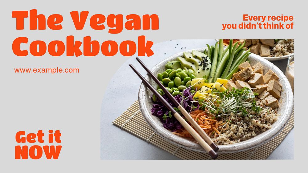 Vegan cooking blog banner template, editable design