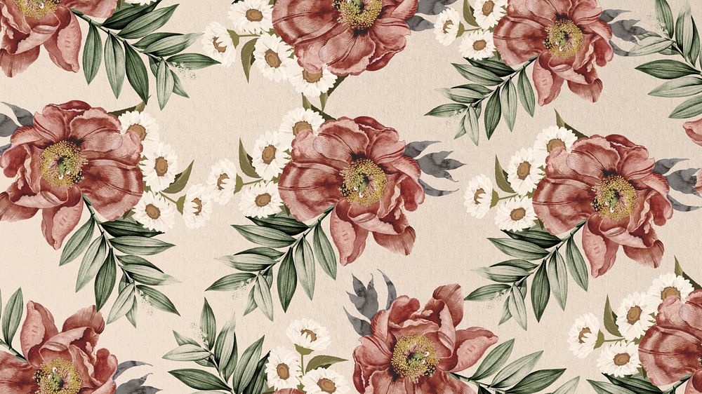 Vintage camellia flower HD wallpaper, pink aesthetic background, editable design