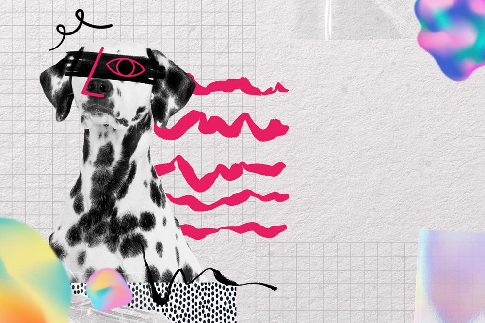 Cool Dalmatian dog, editable collage remix with copy space