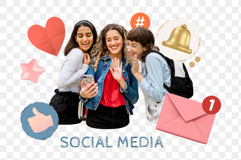 Social media png element, editable collage remix design