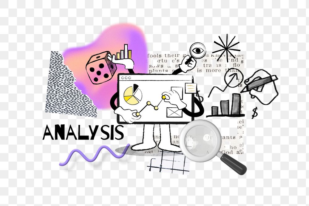 Analysis word png, business doodle remix, editable design