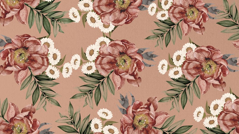 Vintage camellia flower HD wallpaper, pink aesthetic background, editable design