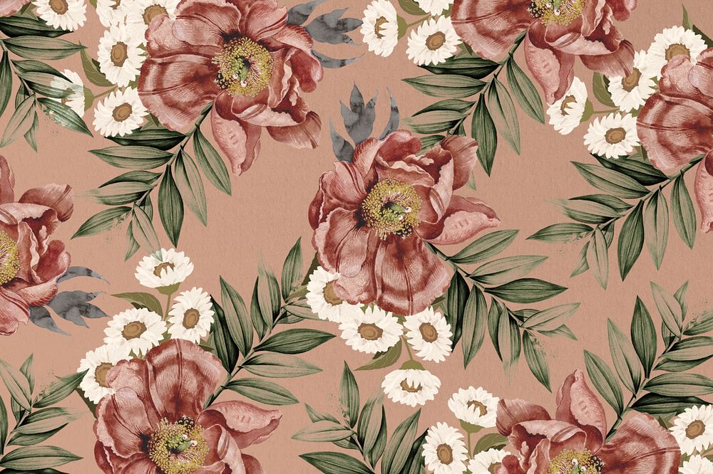 Vintage camellia flower background, aesthetic patterned design, editable design