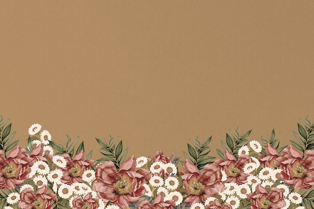 Vintage camellia flower background, brown aesthetic illustration, editable design