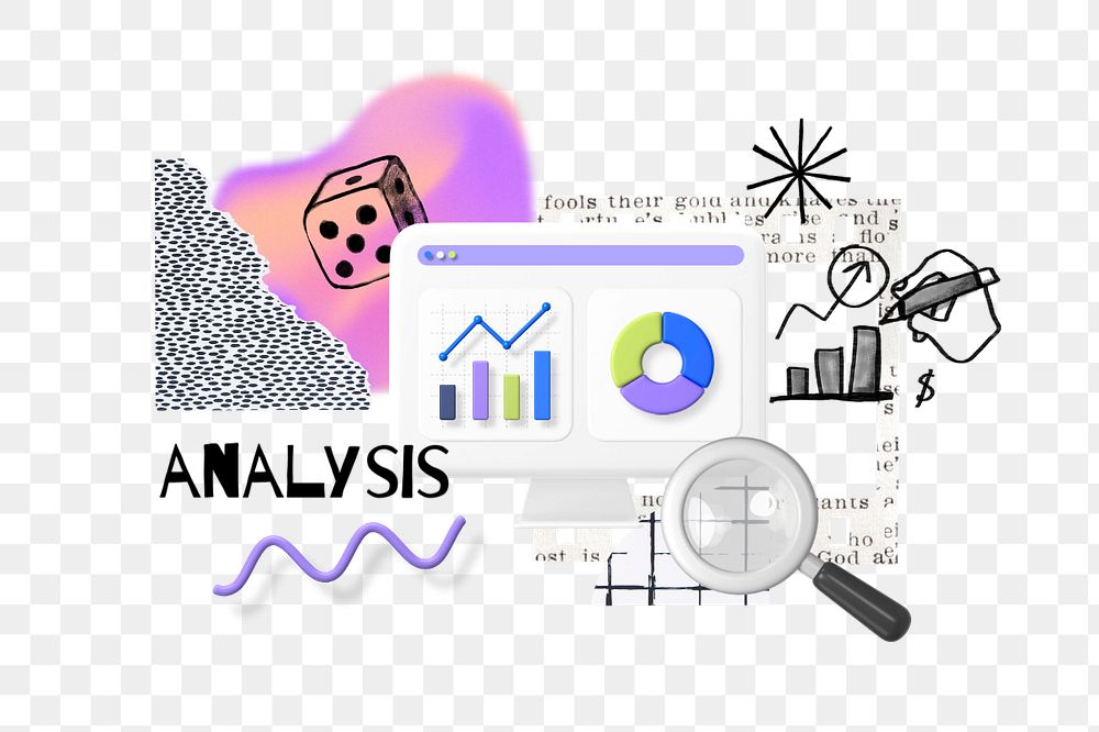 Analysis word png, business doodle remix, editable design