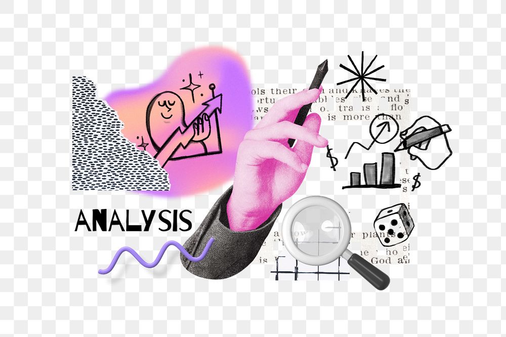 Analysis word png, business doodle remix, editable design