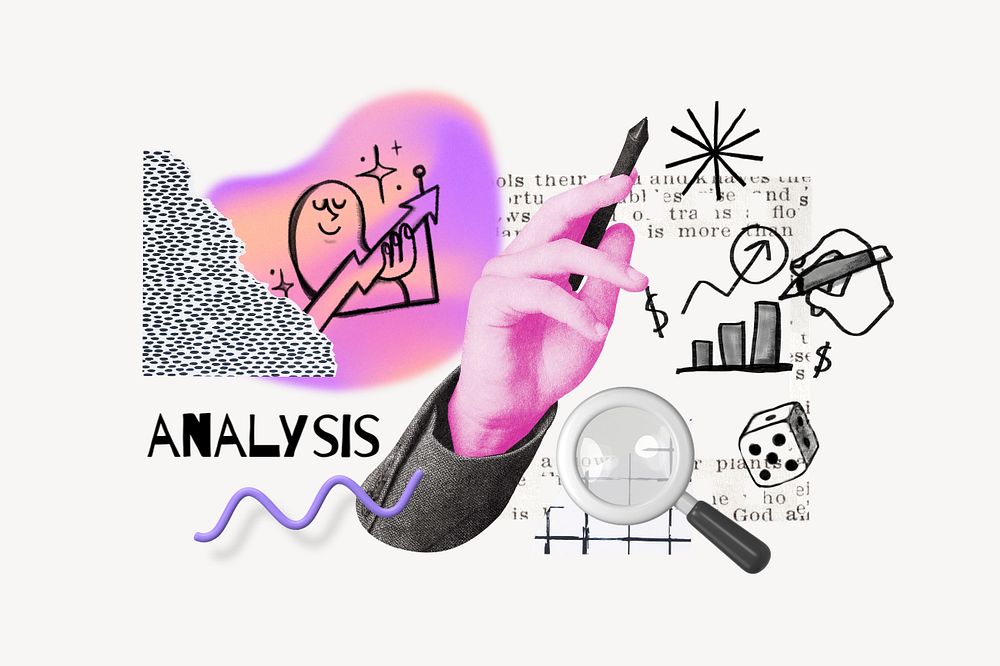 Analysis word, business doodle remix, editable design