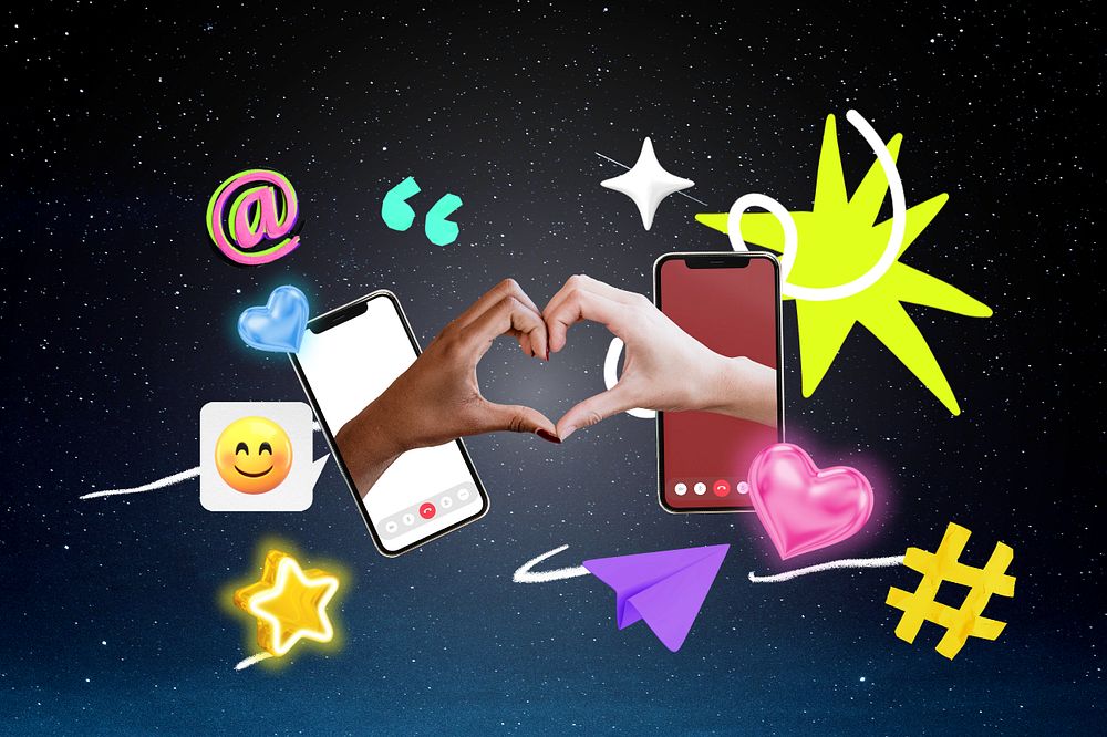 Love message, editable collage remix design