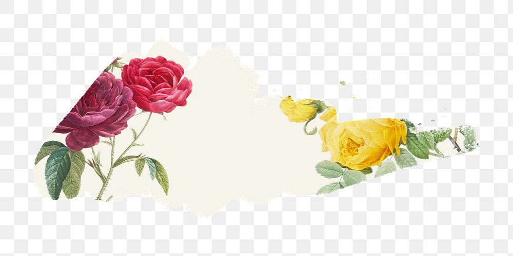 Paint stroke png mockup element, vintage flower transparent background. Remixed by rawpixel.