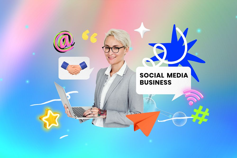 Social media business, editable collage remix